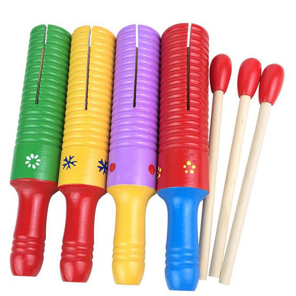 Wooden Guiro Thread Small Single Ring Sound Drum Percussion Instrument: Default Title