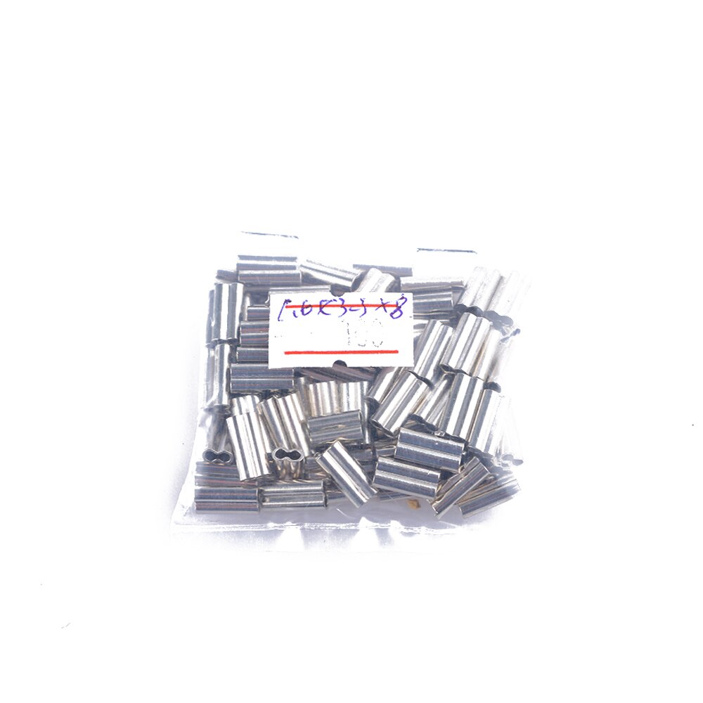 100pcs Stainless Steel Double Oval Copper Tube Fishing Line Crimping Sleeves Tube Connector Fishing Wire Tube Fishing Tackle