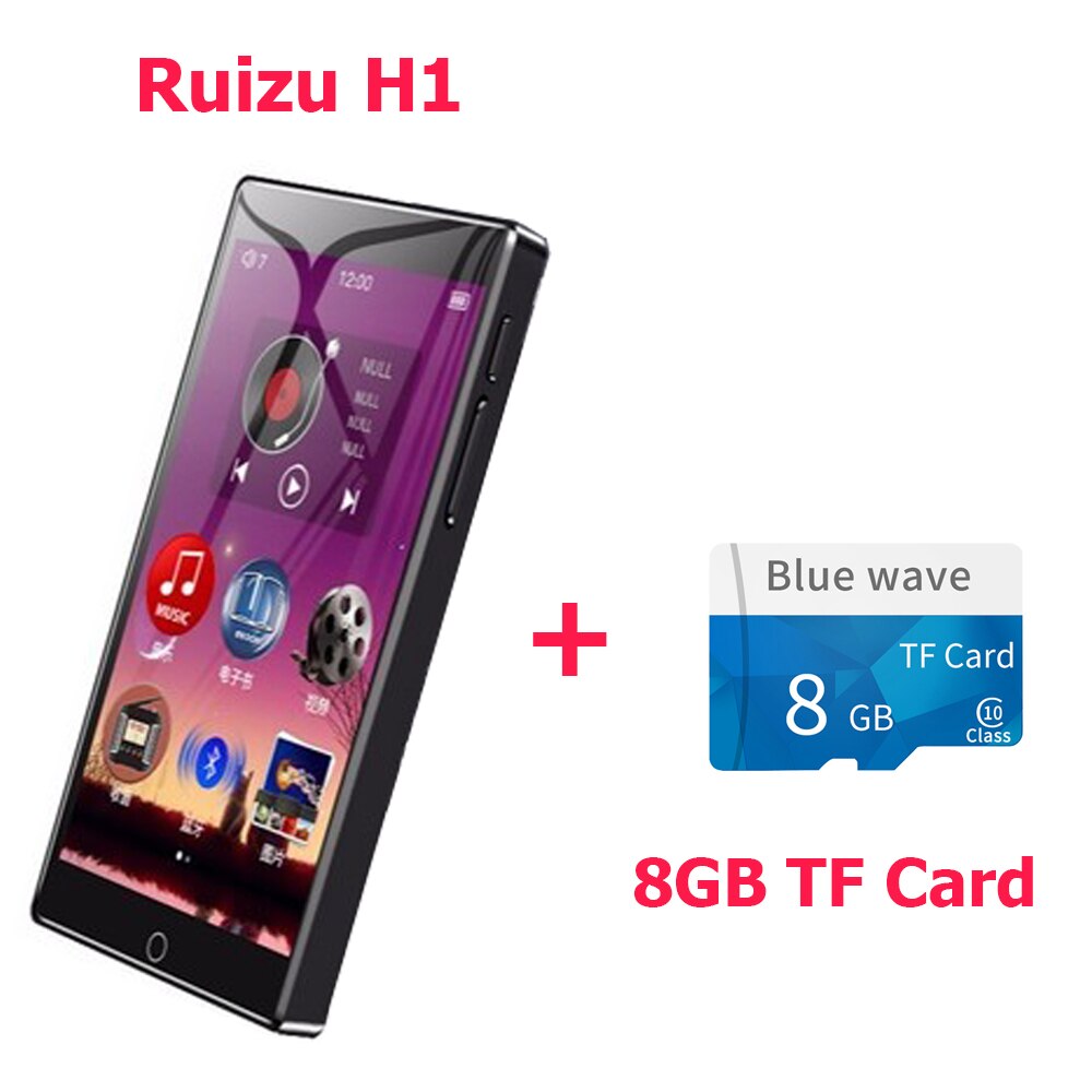 RUIZU H1 MP3 Player Bluetooth 8GB Music Player 4.0" Full Touch Screen Built-in Speaker Support FM Radio Recording Video E-book: Add 8G TF Card