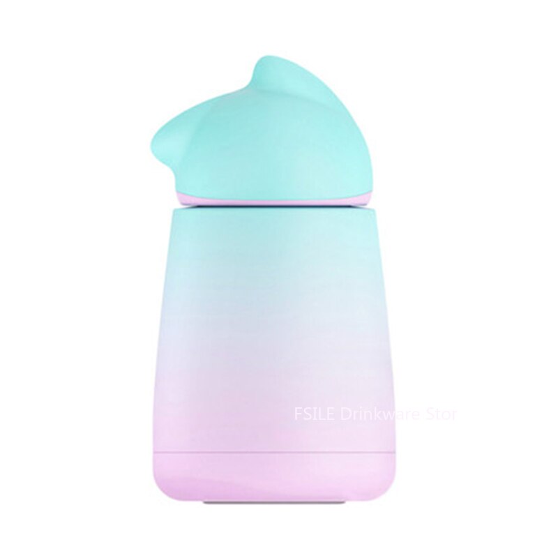 Termo de acero inoxidable para Gato , taza térmica para bebé, botella de agua para niño, termo de gato de dibujos animados, termos para niño: cyan 1
