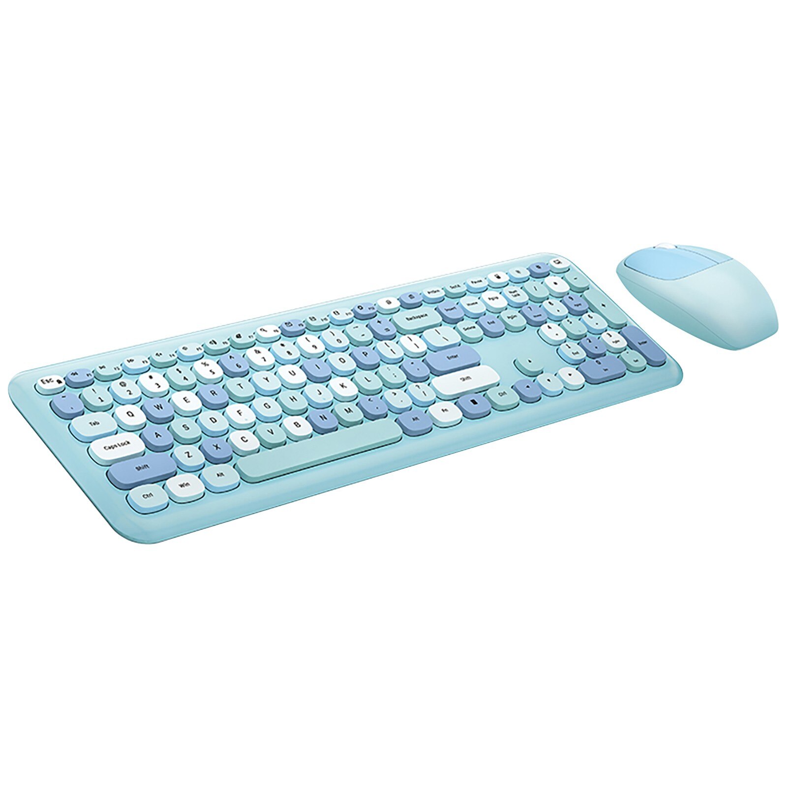 Teclado inalámbrico y ratón Combo Rosa teclados inalámbricos 2,4 GHz Retro de tamaño completo con número Pad lindo Mouse inalámbrico para PC: A
