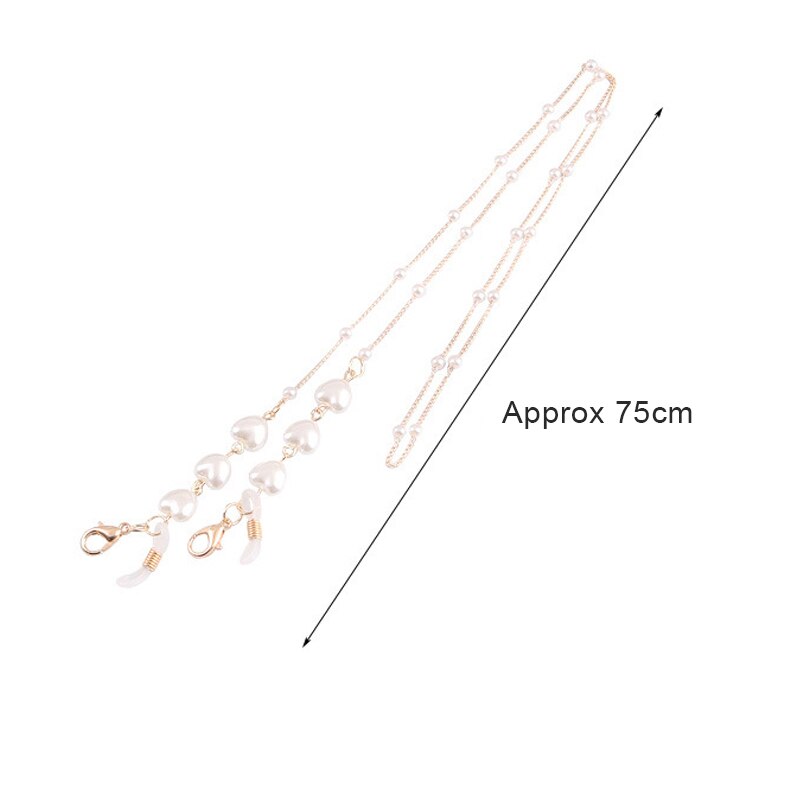 1Pc Metalen Liefde Hart Masker Ketting Vrouwen Delicate Mode Parel Ketting Anti-Slip Glazen Ketting Anti-Verloren masker Touw