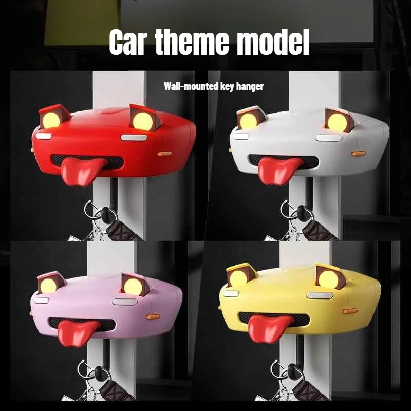 Colgador de llaves de coche, llavero Retro de dibujos animados, arte de pared, llavero de luz de coche, accesorios de decoración de habitación, uso de dispositivos creativos, gancho para el hogar