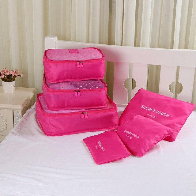 RUPUTIN 6 sztuk/zestaw torba podróżna z siatką Organizer bagażu opakowanie Cube organizator do odzieży skarpetki bielizna kobiety akcesoria podróżne: Small Rose red
