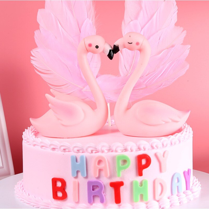 Roze Flamingo Cake Topper Zwaan Taart Insert Diy Bruiloft Verjaardag Valentijnsdag Decoratie