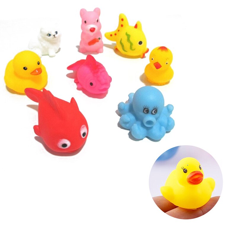 13 Pcs Cute Animals Swimming Water Toys Colorful Soft Rubber Float Squeeze Sound Squeaky Bathing Toy For Babies