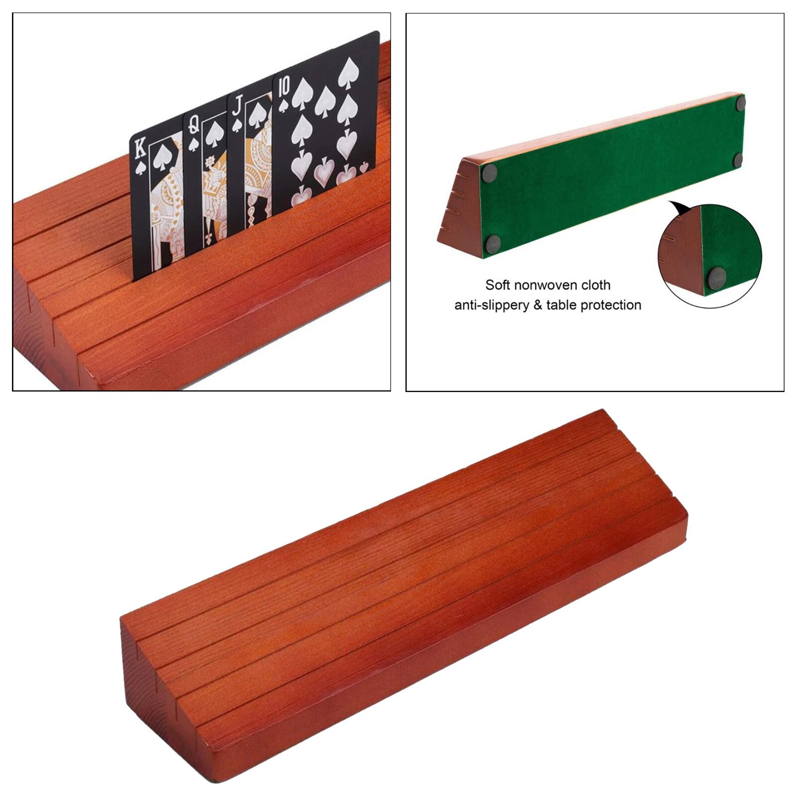 Wooden Playing Card Holder Base Game Cards Stand Rack Organizer for Adults