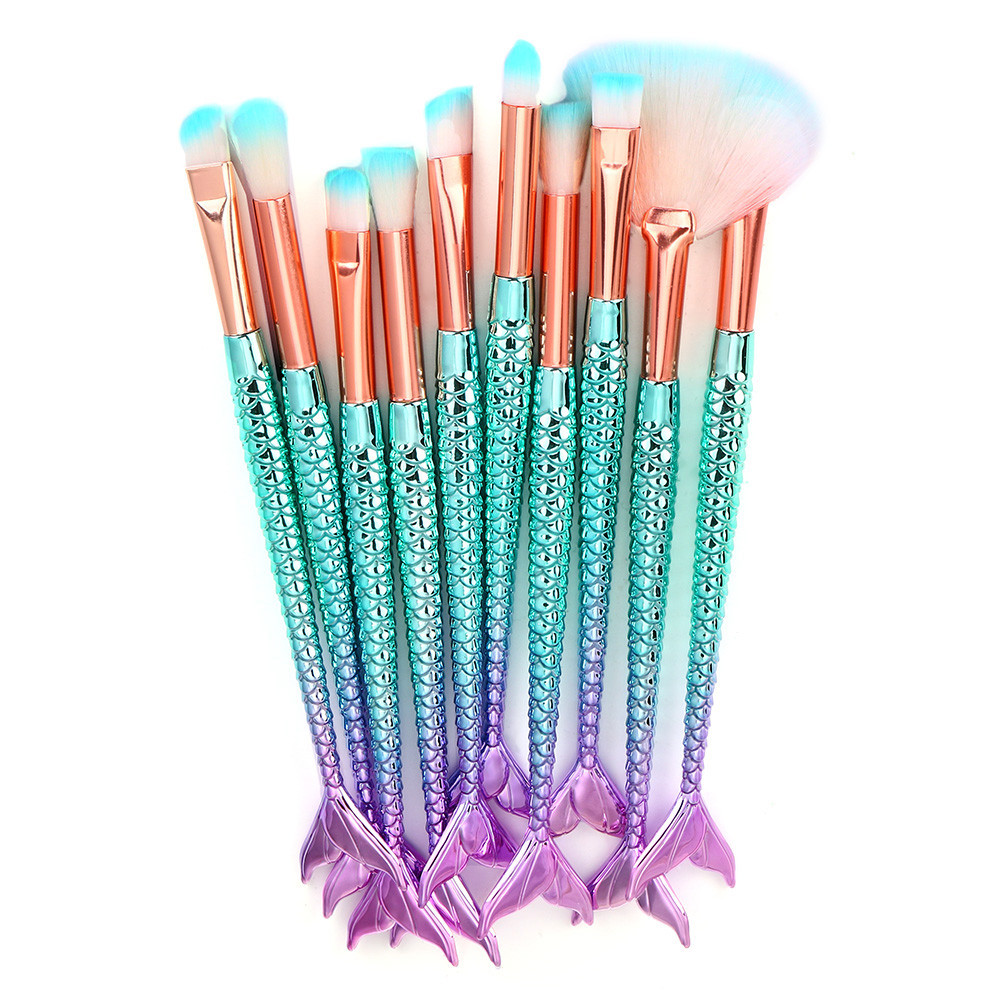 Mermaid Makeup Brushes Set For Foundation Powder Blusher Eyeshadow Concealer Lip Eye Face Make Up Brush Cosmetics Beauty Tools