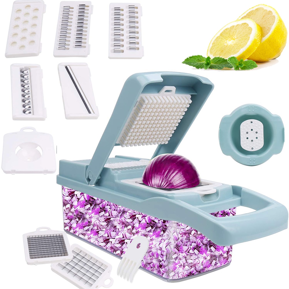 Multifunction Vegetable Fruits Tool Grater Cutter Shredder Garlic Meat Chopper Carrot Potato Slicer Salad Maker Kit: Default Title