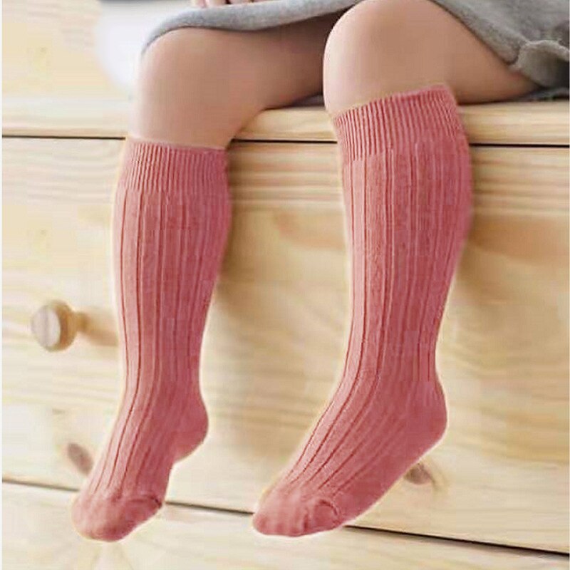 Cute Baby Girl Socks Soft Cotton Solid Kids Knee High Socks Spring Autumn Infant Toddler Children Long Socks Sokken