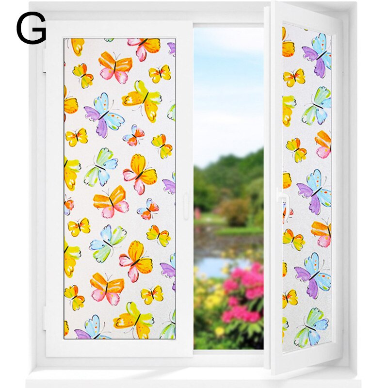 Película de Ventana de vidrio opaco esmerilada con flores de 45cm * largo y 100cm para privacidad de ventanas pegatinas de vidrio adhesivo decorativo para el hogar: G