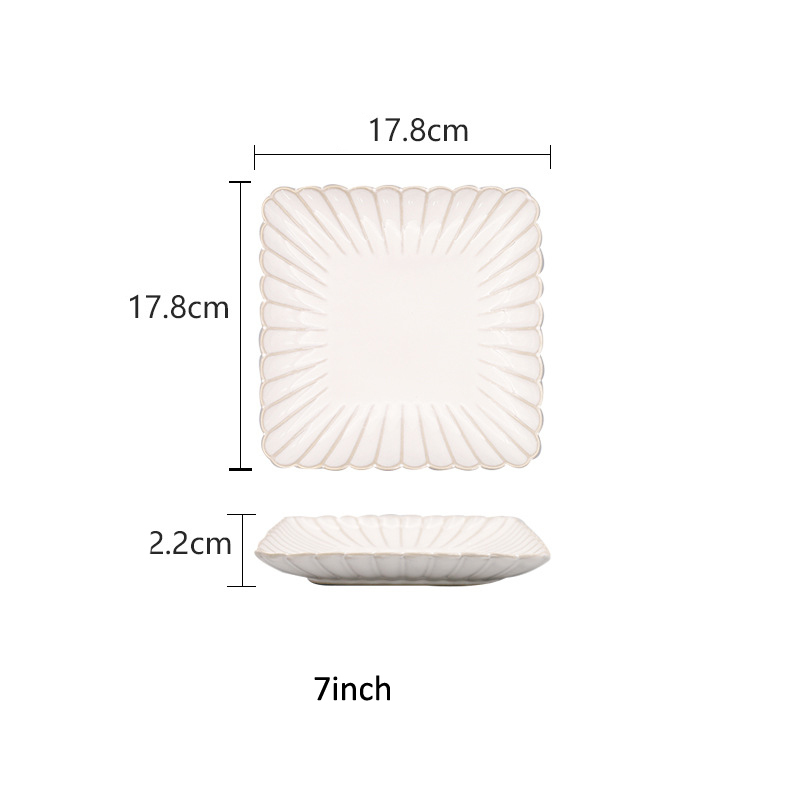 Kiln Changing Japanese Dinner Plates Ceramic White Glaze Tableware Set Western Steak Dish Salad Bowl Spoon Home Hotel Dinnerware: Silver