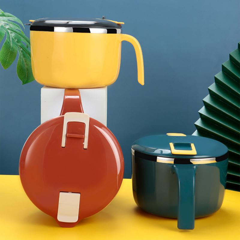 Stainless Steel Insulated Lunch Box With Mobile Phone Holder Work Lunch Box Student Lunch Box Instant Noodle Bowl Easy To Clean