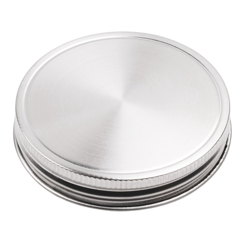 ABSS-8 Pcs Stainless Steel Jar Lids 86Mm Sealed Leak Proof Cover With Silicone Seals Resistant Storage Solid Caps Wide Mouth Lid