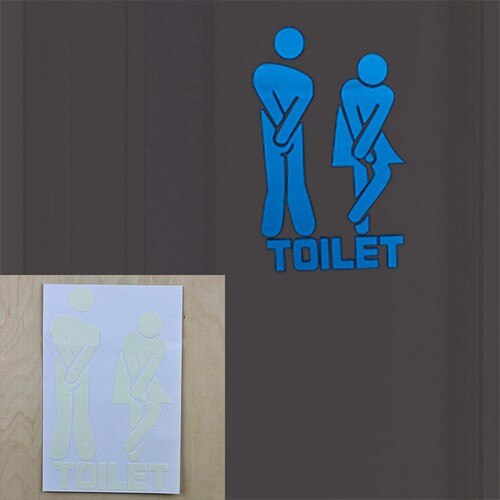 Funny Smile Bathroom Wall Stickers Glow in the Dark Toilet Sticker Home Decor Waterproof Wall Decals WC Door Decorative Poster: Stand Up BE