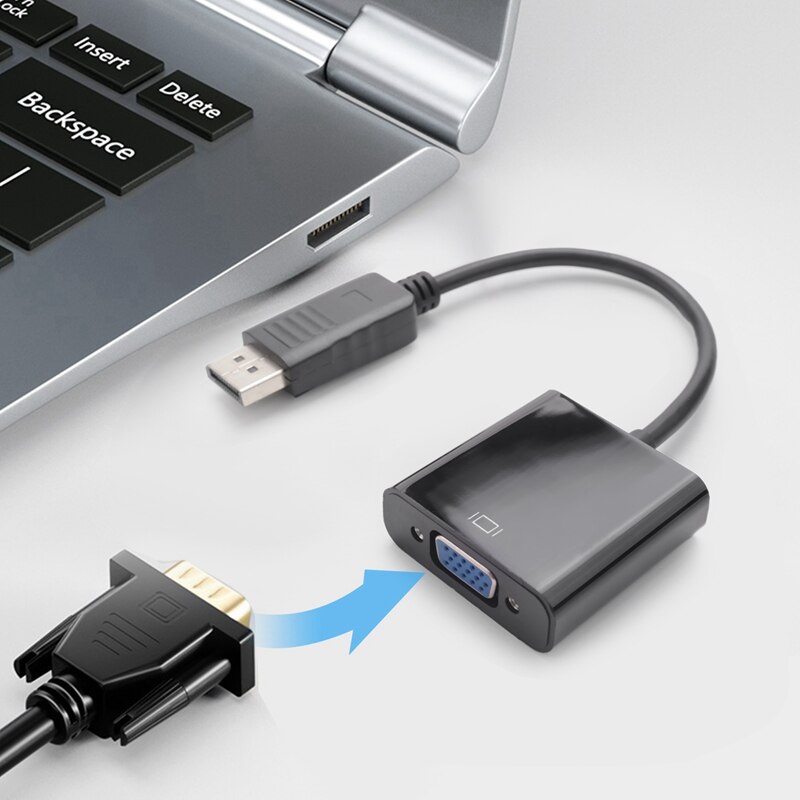 RISE-2X Displayport DP Male To VGA Female Adapter Display Port Cable Converter Black