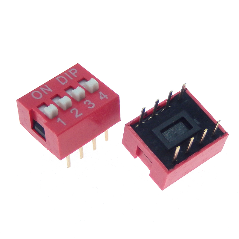 10PCS Slide Type Switch Module 1 2 3 4 5 6 7 8 9 10 12 Bit 2.54mm Position Way DIP Red Pitch Toggle Switch Red Snap Switch: Brown