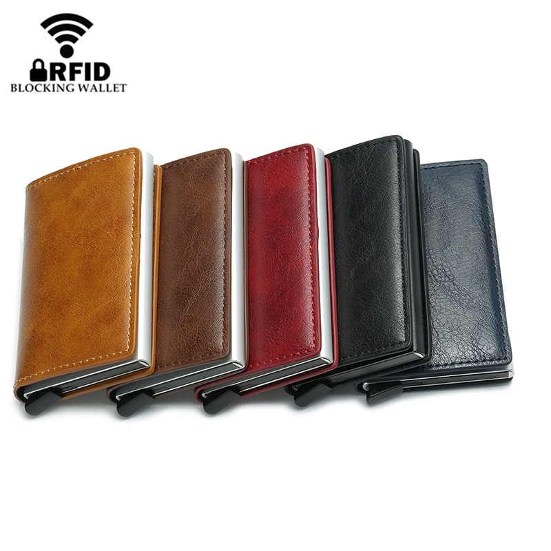 BISI GORO Slim RFID Wallet Business Card Holder Hasp Aluminum Credit Card Wallet Metal Credit Mini smart Men Purse Case