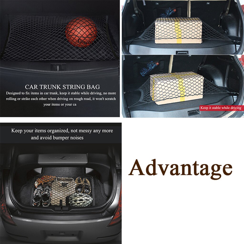 Rear Cargo Trunk Storage Organizer Net For Car Accessories Mounts