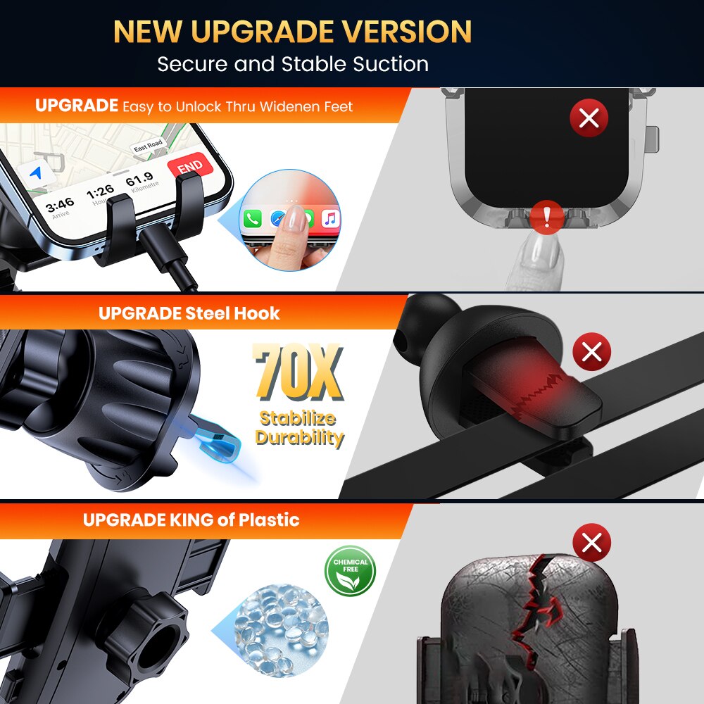 TOPK Car Phone Holder Air Vent Car Phone Holder Mount 360° Rotation Adjustable Clip Compatibility Fit for All 4"-7" Smartphon