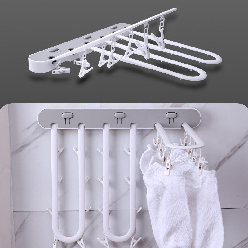 Foldable Clothes Hanger Rack Clothespin Underwear Hanging Rack Drying Rack Wall Mounted Clothes Storage Rack Organizer laundry