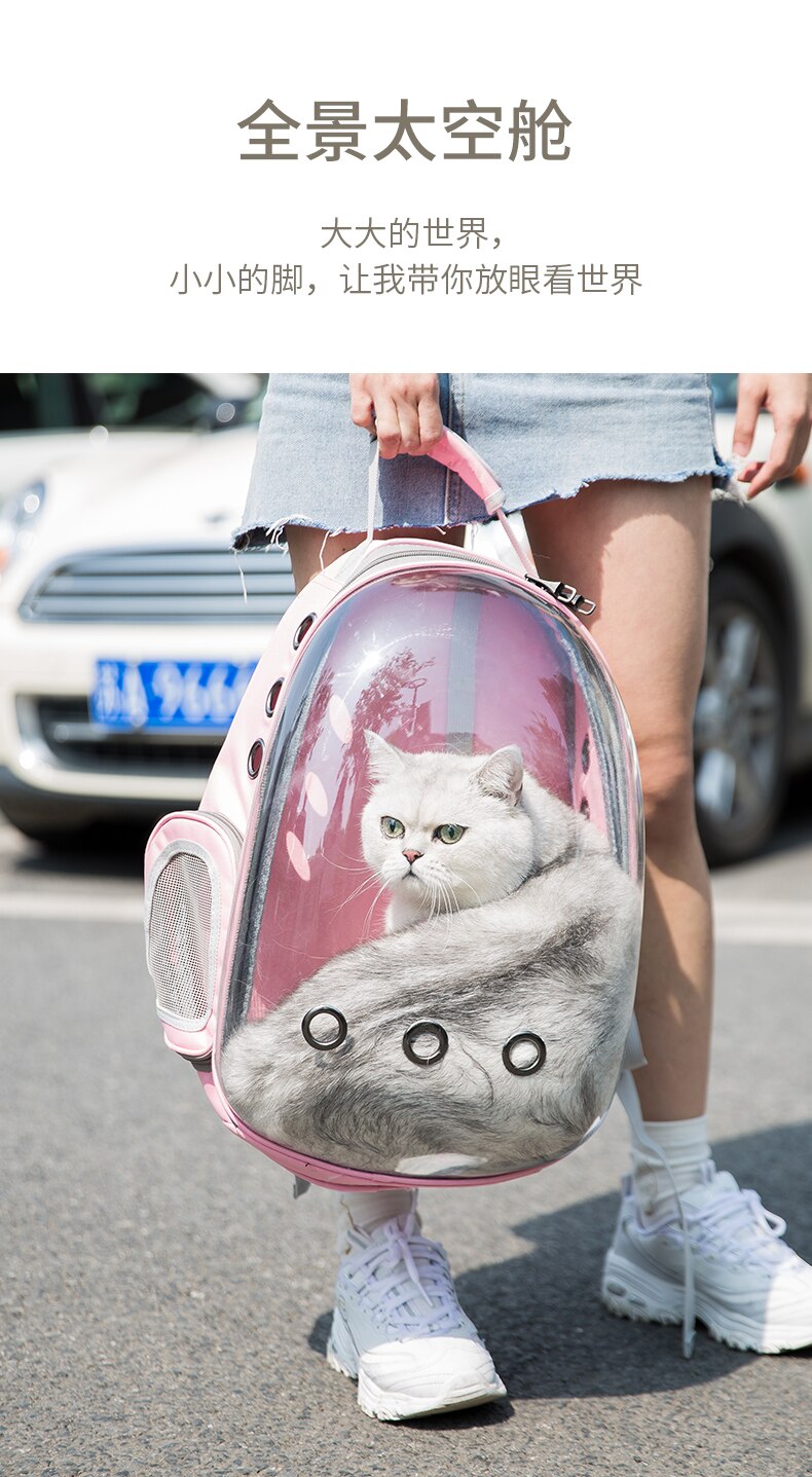 Black Space Capsule Cat Backpack Window Large Portable Shoulder Backpack Breathable Bag Pet Kat Rugzak Petvpuppy Carrier KK60MX