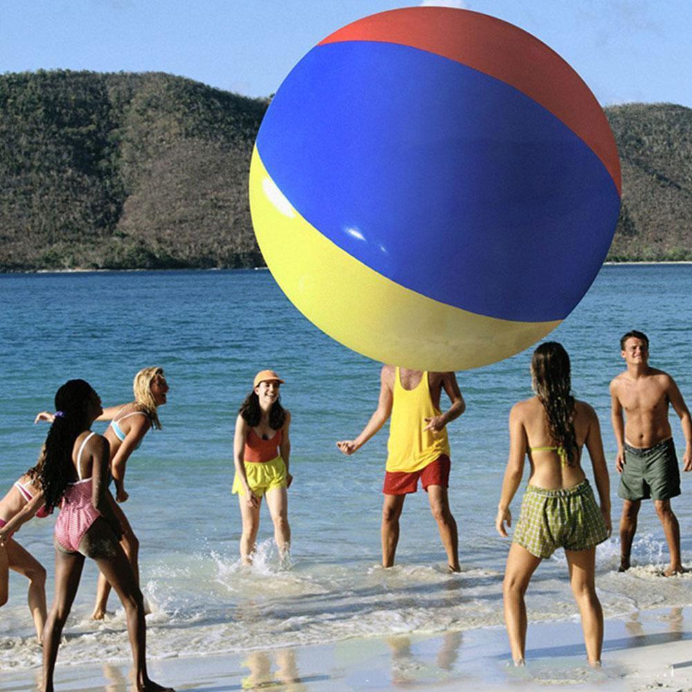80/100cm aufblasbare strandbälle, groß, dreifarbig, pvc, dickwandig, unterhaltungsball, dekoration, spielzeugball, aufblasbar,  o5 5