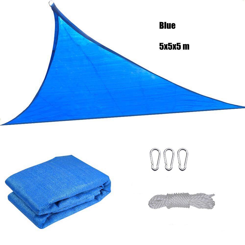 Toldo Triangular Anti-UV HDPE para exteriores, toldo para jardín, Patio, piscina, toldo de vela de sombra, cubierta de planta, tela de sombreado a prueba de viento: Blue 5x5x5m