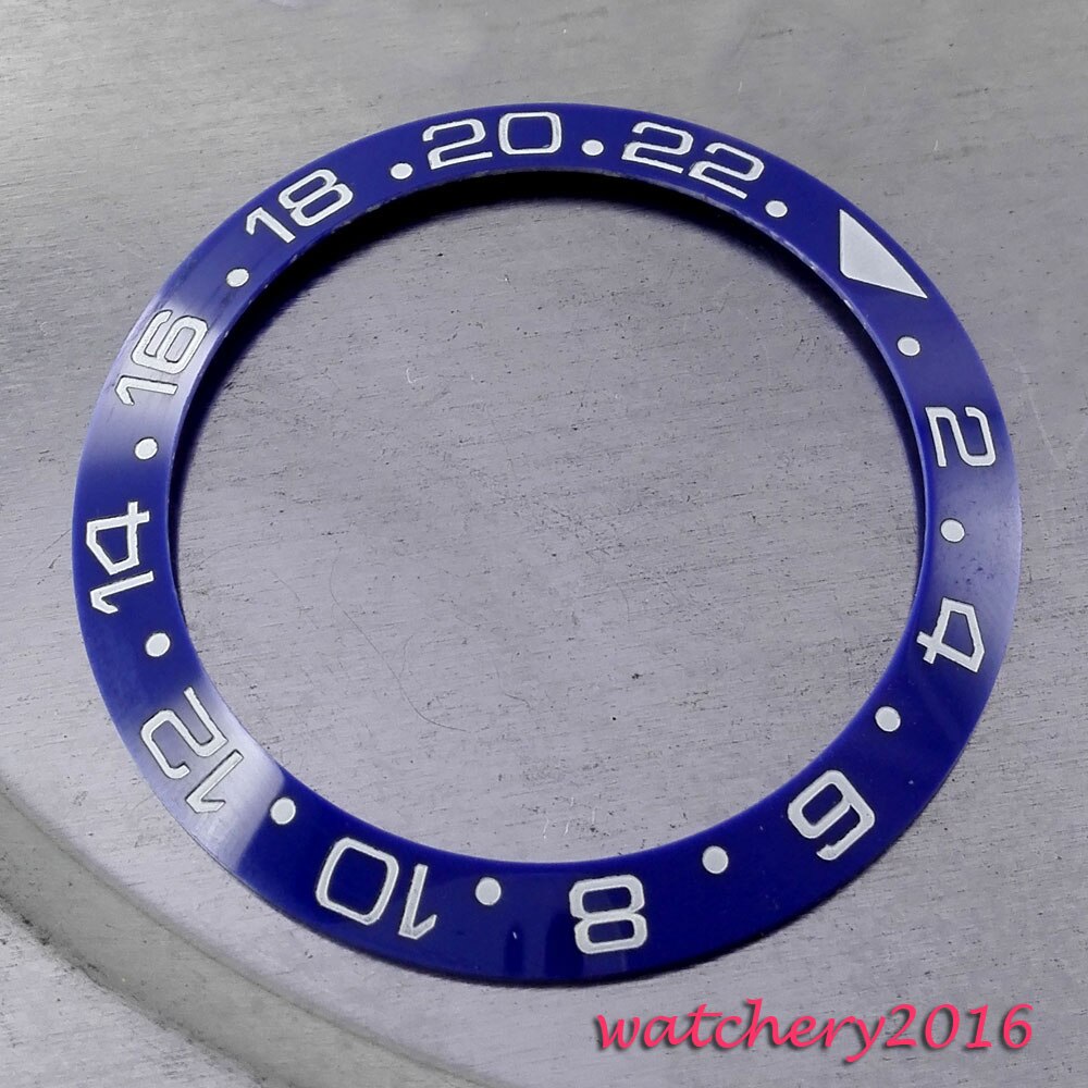 38mm Red Black Blue Green Ceramic / Titanium Bezel Insert Fit GMT Automatic Watch: H