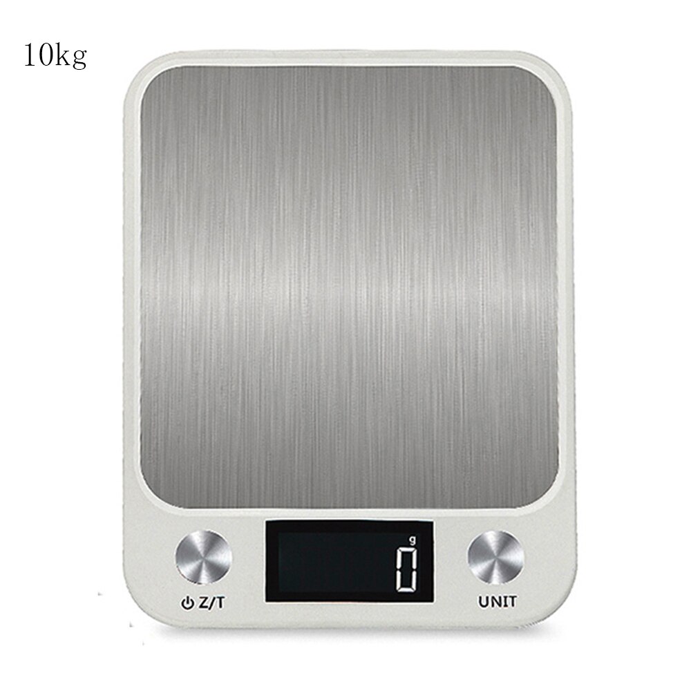 Household Food Scale Stainless Steel Electronic Kitchen LCD Back-lit Display Kitchen Baking Scale: white10kg