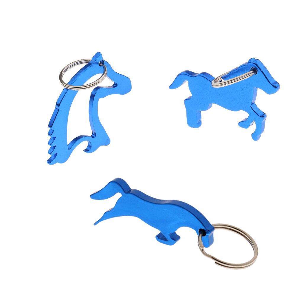 LLavero de aleación de aluminio con forma de caballo, 3 uds., llavero, llavero, llaveros con colgante, de recuerdo de boda, color azul
