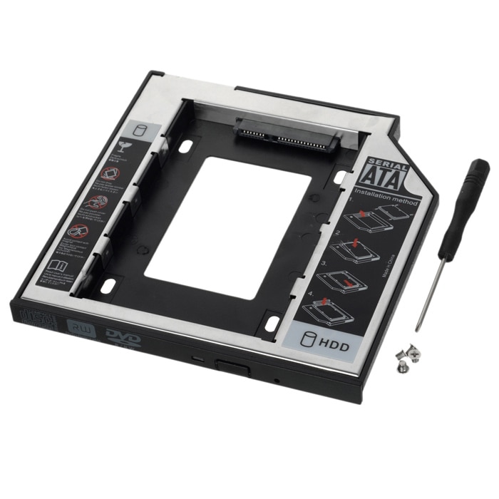 Universal 9.5mm Plastic+Aluminum 2.5" SATA to SATA HDD SSD Caddy Case HDD Enclosure for Notebook Optical Drive