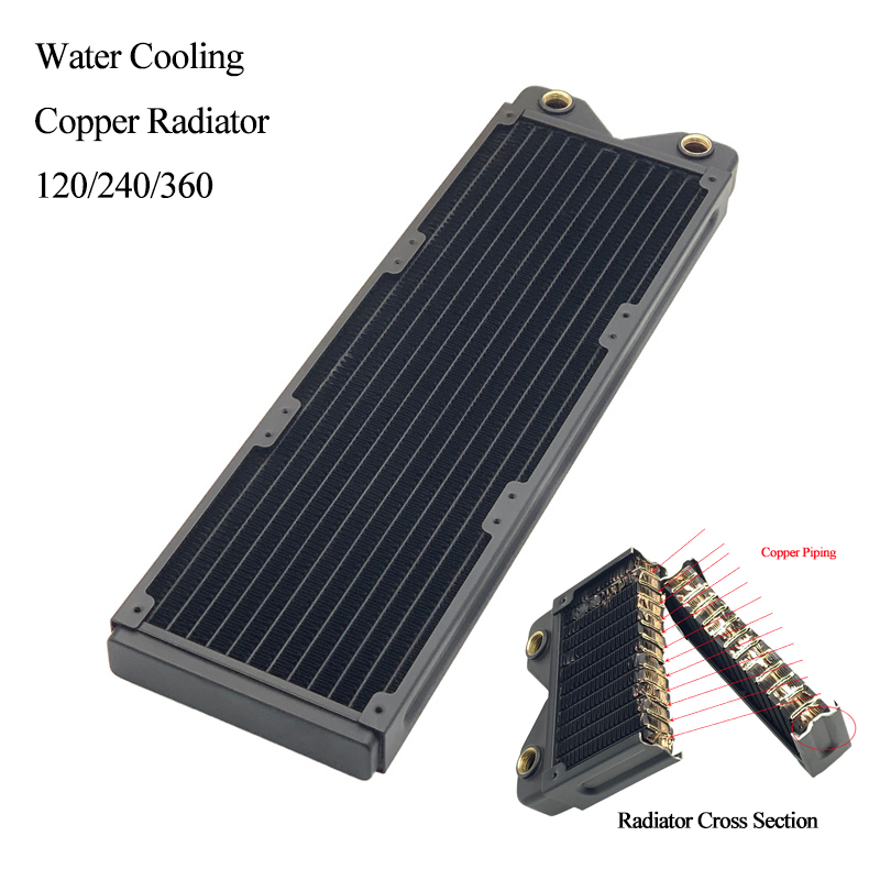 Aicooler kobber 120/240/360mm radiator kjøleribbe veksler 2.7cm svart væskekjøler tykkelse vannkjølevifter 12cm ai-tj
