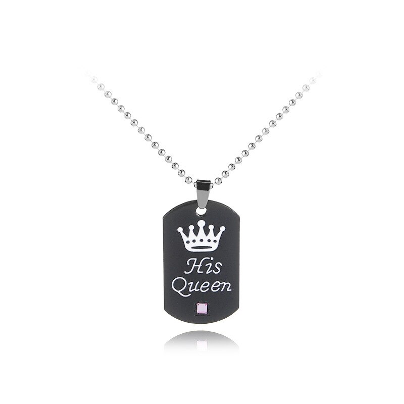 Halskette für paare mit krone, ihr könig, seine königin, diamantkette mit schriftzug, romantische erinnerung ein sterben allianz, schlüsselbeinkette