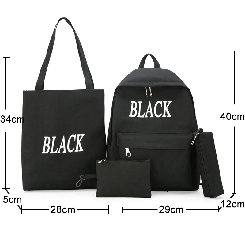 Canvas Backpack Children School Bags for Girls Princess School Backpacks Kids Printing Backpacks 4pcs/set School Bag Handbag