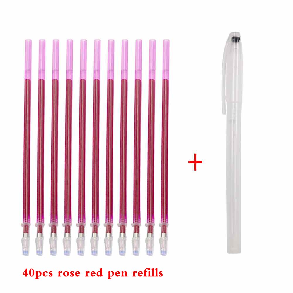 40pcs Embroidery Water Erasable Pen Refills Fabric Marker Cross Stitch Water Soluble Pens for DIY Patchwork Sewing Tools: 40pcs rose red