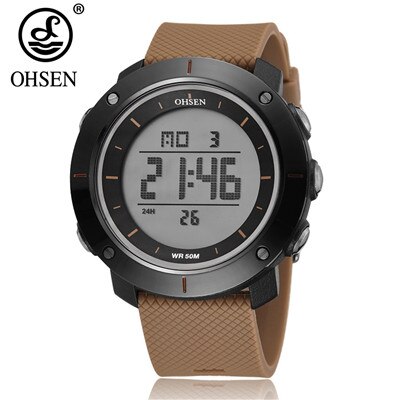 NEUE OHSEN Mann Männlichen Orologio Uomo Digitale Uhren Wasser Stoßfest Herren Sport Armbanduhren Silikon Band: khaki