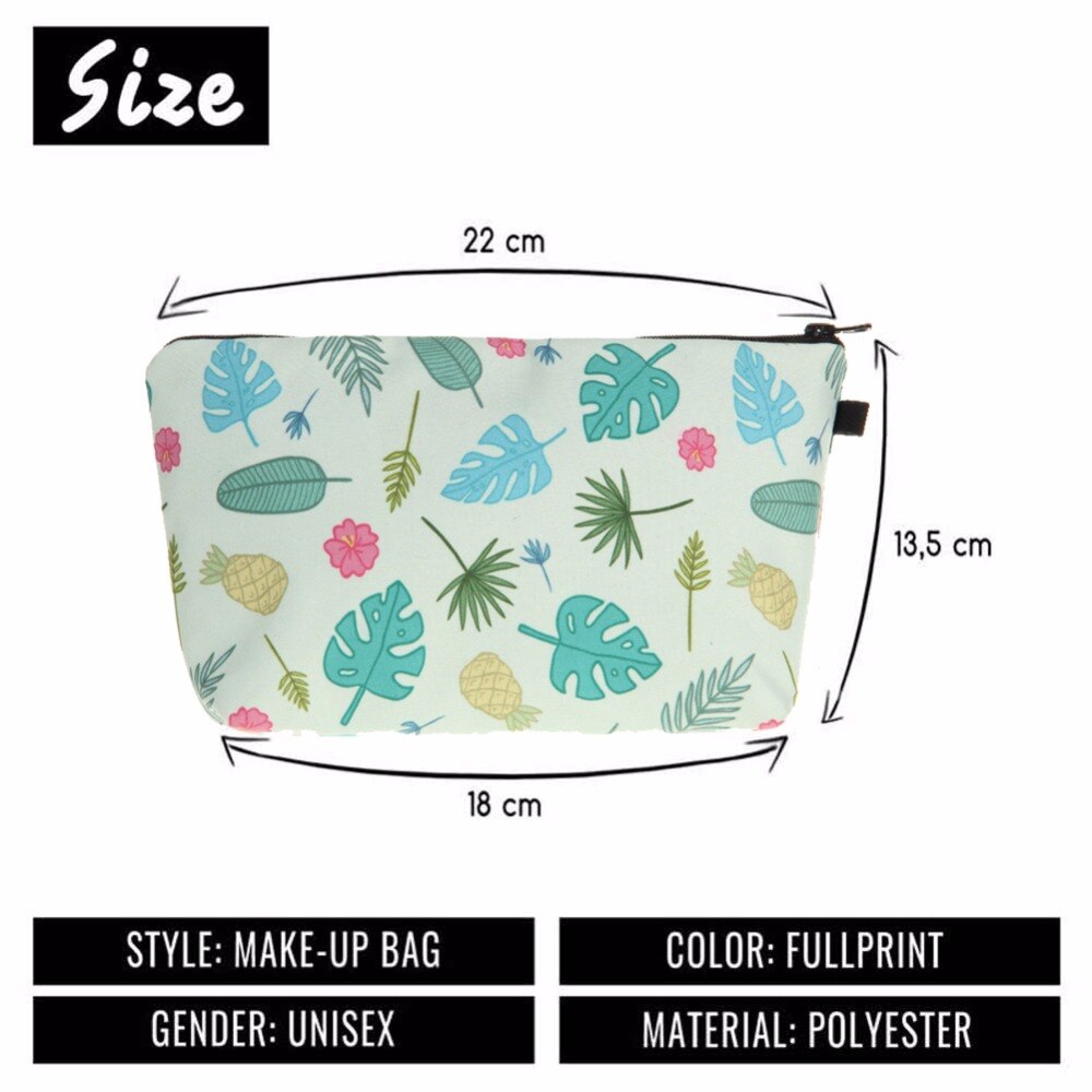 Jom Tokoy Cosmetische Organizer Tas Warmte-overdracht Afdrukken Groene Bladeren Make-Up Tas Mode Vrouwen Cosmetische Tas