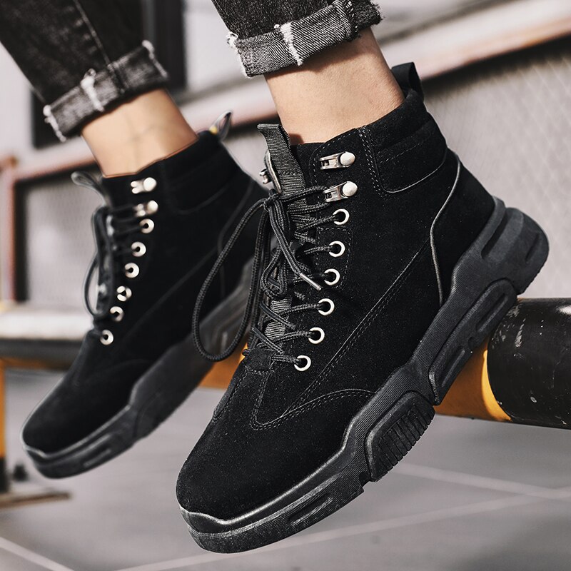 Men's casual shoes Winter shoes men black shoes High canvas shoes men Non-slip wear shoes for men Platform