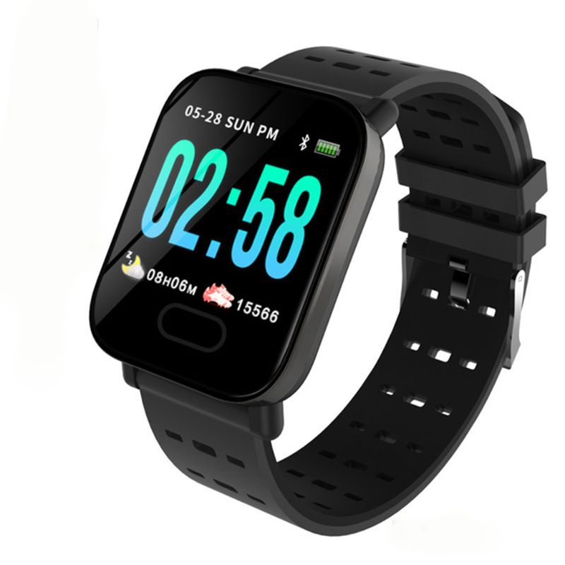 A6 Smart Watch with Heart Rate Monitor Fitness Tracker Blood Pressure Smartwatch: Black