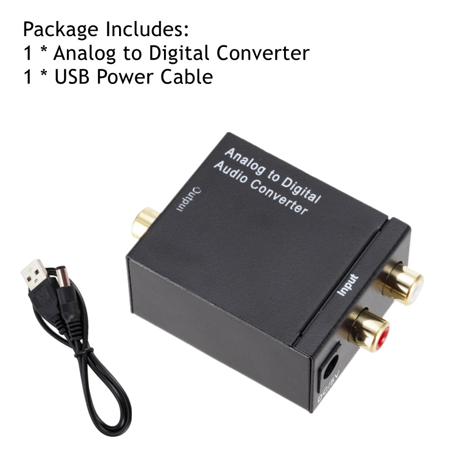 Latest Analog To Digital ADC Converter Optical Coax RCA Toslink Audio Sound Adapter SPDIF Adaptor For Apple TV For Xbox 360 DVD: USB Cable