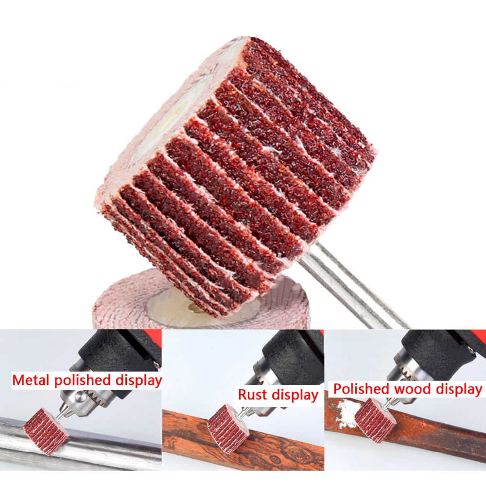 10pcs Emery Cloth 240# Abrasive Sandpaper 10mm Grinding Flap Wheel Brushes for Woodworking Disc With 1 Mandrel