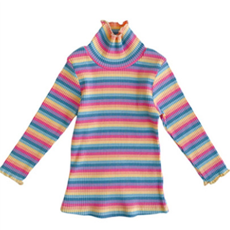 Strepenprint kinder t-shirts babymeisjeskleding print katoenen t-shirts met lange mouwen regenboog voor meisjes babykleding 1-6t: D / 5t