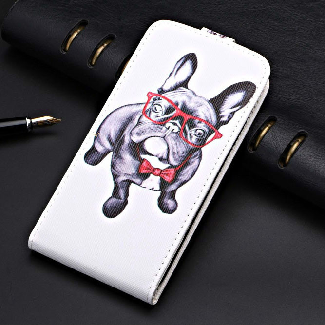 Voor huawei honor 9 lite lld -l31 hoesje tpu zachte achterkant flip leren hoesje verticale hoes: Omdraaiende hond