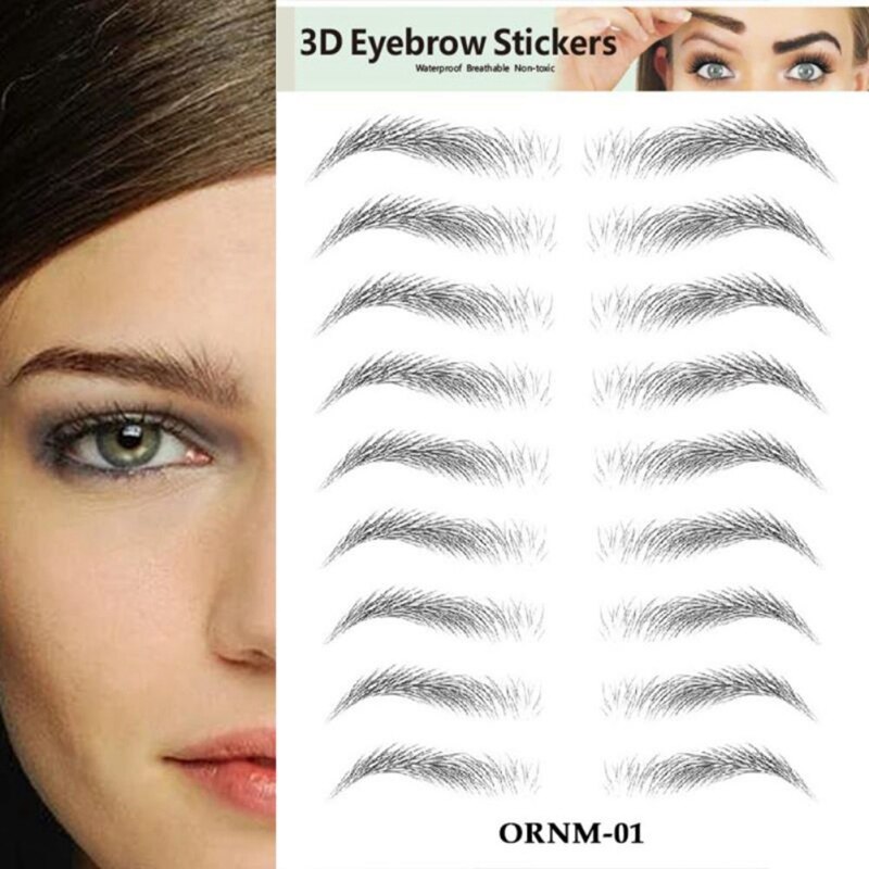 2 stücke 3D Haar-wie Augenbrauen Make-Up Wasserdicht Dauerhafte Augenbraue Aufkleber Wasser-basierend Stirn Aufkleber Falsche Augenbrauen Kosmetik neue Q20