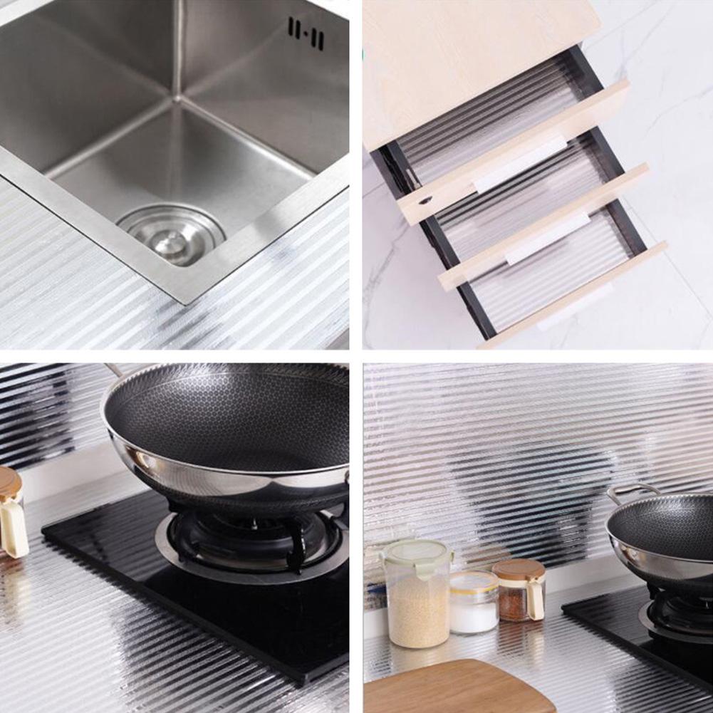Asypets Zilveren Strepen Oilproof Vochtwerende Aluminiumfolie Sticker Voor Keuken