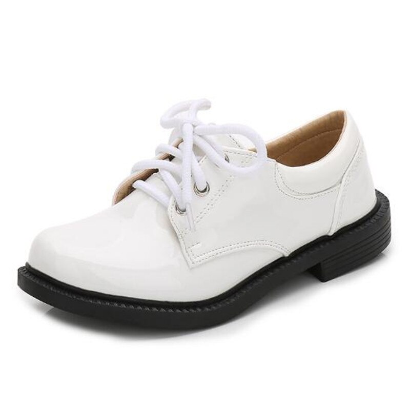 Jongensschoenen van lakleer met veters, britse dikke zool, ademende kinderloafers, waterdichte sneaker voor peuters