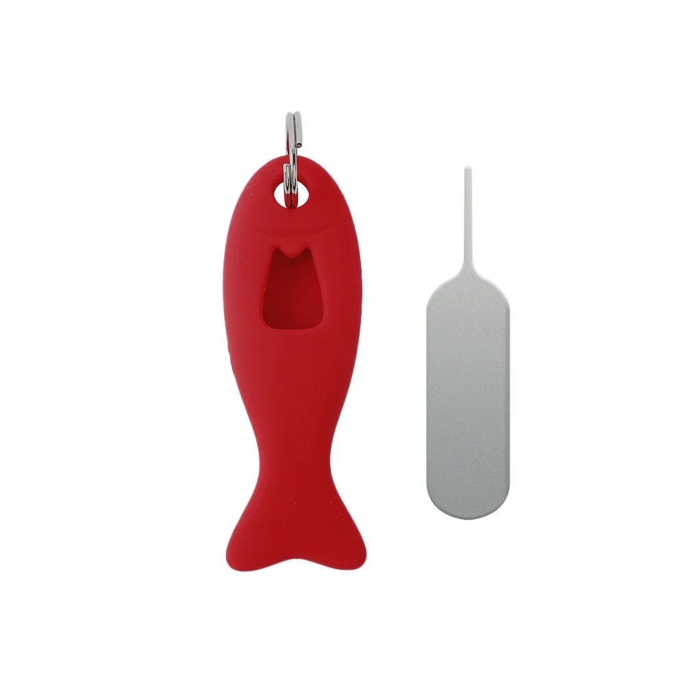 SIM Card Removal Tool Card Tray Pin Eject with Silicone Case Key Pendant Universal Mobile Phone SIM Card Needle Opener Ejector: Red