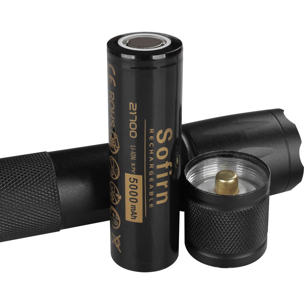 Sofirn 21700 5000 mah oppladbart flatt batteri med høy effekt og utlading, 3.7v litium-ion , 21700 celler,  sm11 lommelykt, gi bort