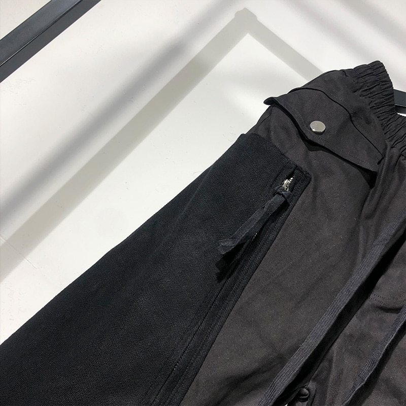 Owen Seak, pantalones harén informales para hombre, ropa gótica para hombre, pantalones de chándal de calle Cargo de otoño, pantalones negros holgados de largo a la pantorrilla para hombre